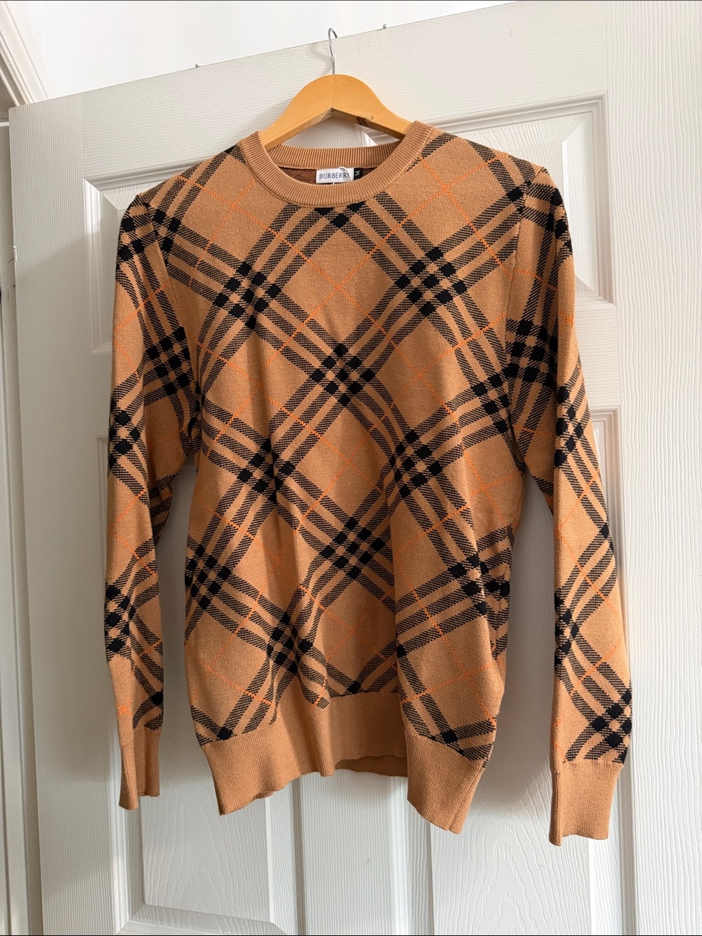 Burberry Tan Plaid Crewneck Sweater